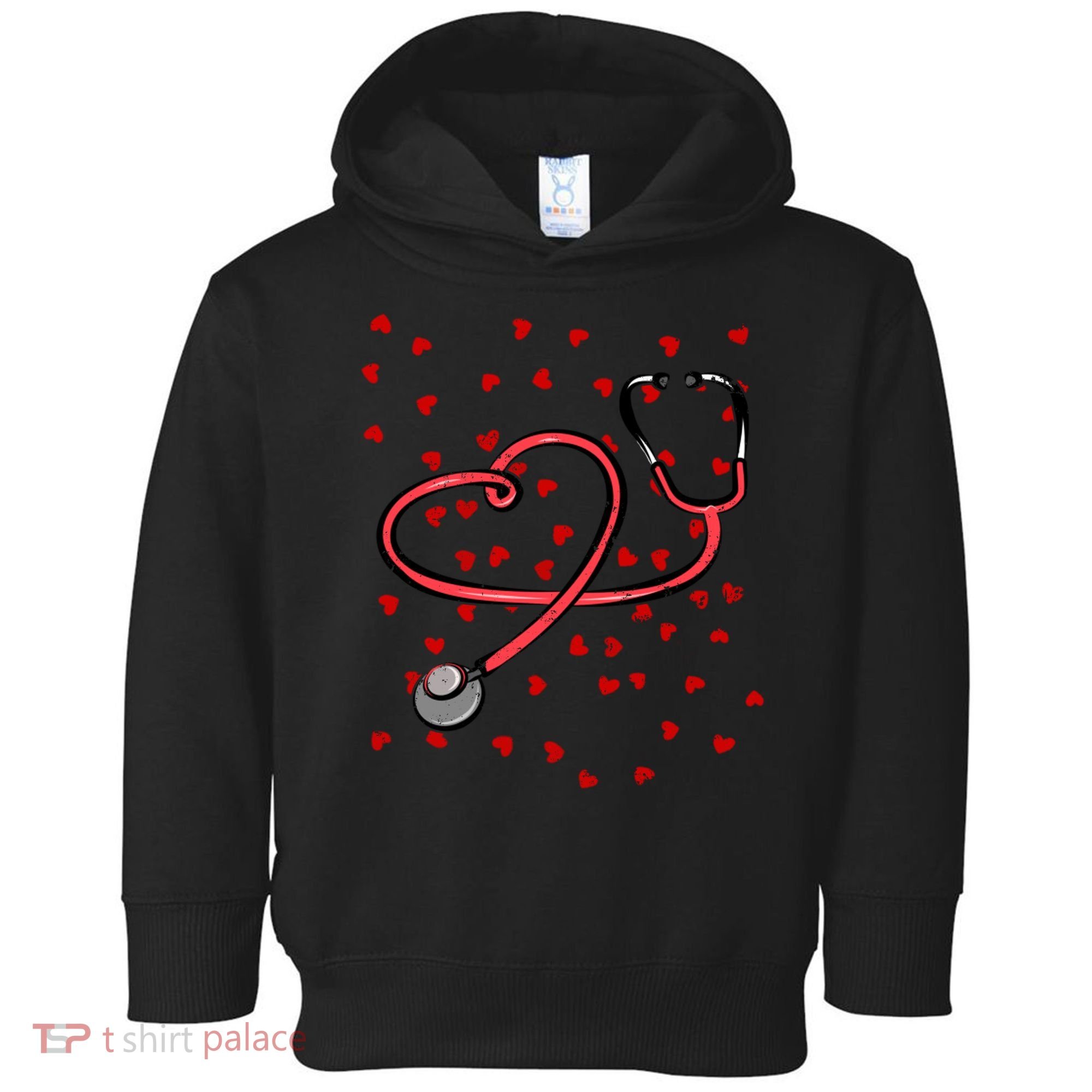 Valentines Day Nurse Stethoscope Hearts Toddler Hoodie