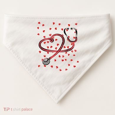 Valentines Day Nurse Stethoscope Hearts USA-Made Doggie Bandana