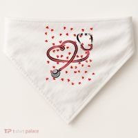 Valentines Day Nurse Stethoscope Hearts USA-Made Doggie Bandana thumb 0