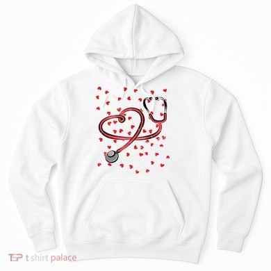 Valentines Day Nurse Stethoscope Hearts Hoodie