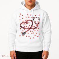 Valentines Day Nurse Stethoscope Hearts Hoodie thumb 2