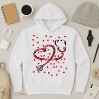 Valentines Day Nurse Stethoscope Hearts Hoodie thumb 3