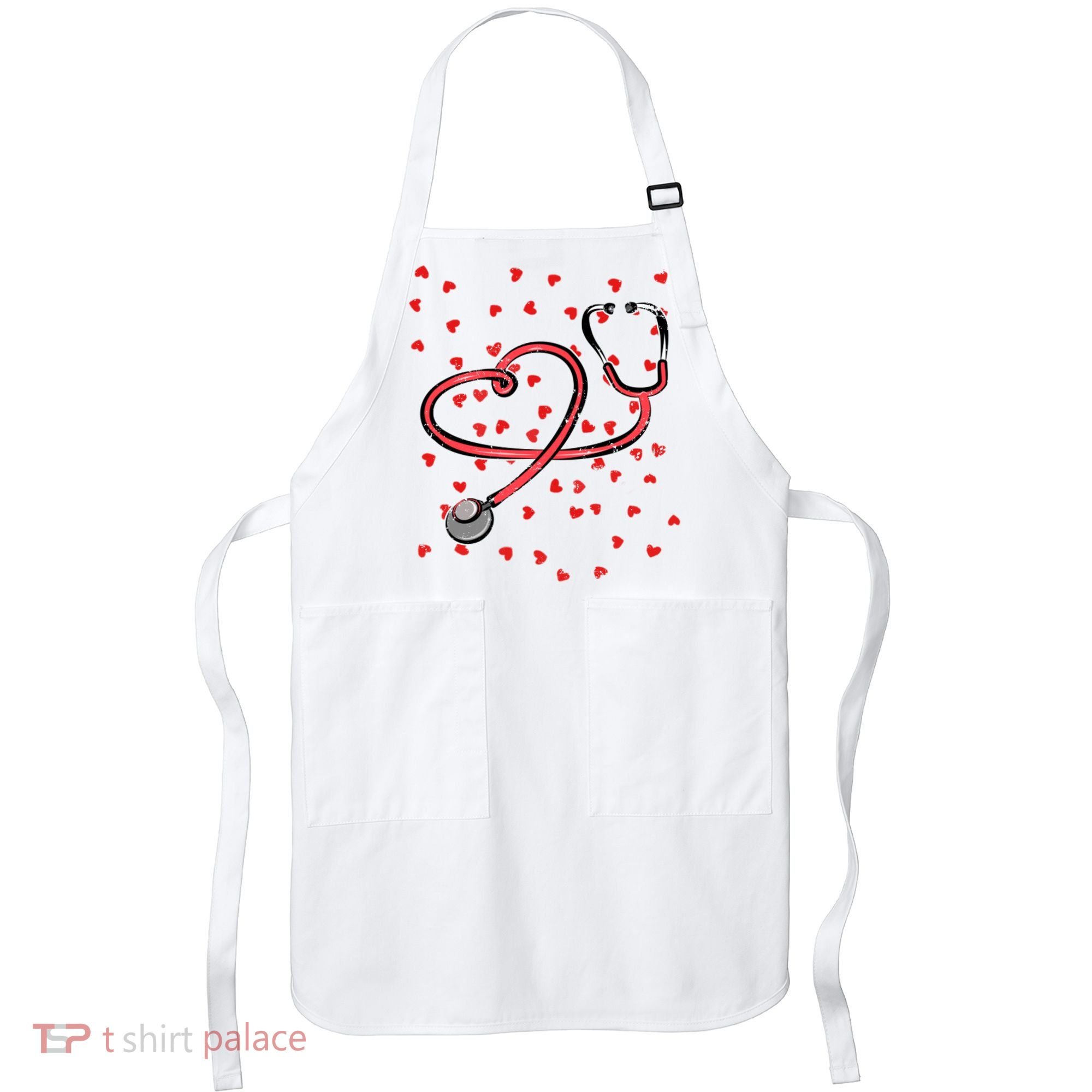 Valentines Day Nurse Stethoscope Hearts Apron