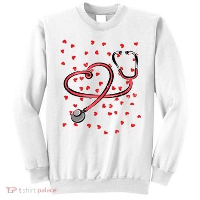 Valentines Day Nurse Stethoscope Hearts Sweatshirt