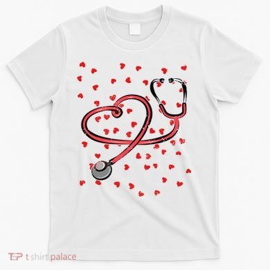 Valentines Day Nurse Stethoscope Hearts T-Shirt