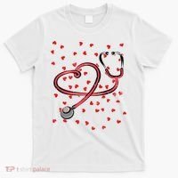 Valentines Day Nurse Stethoscope Hearts T-Shirt thumb 0