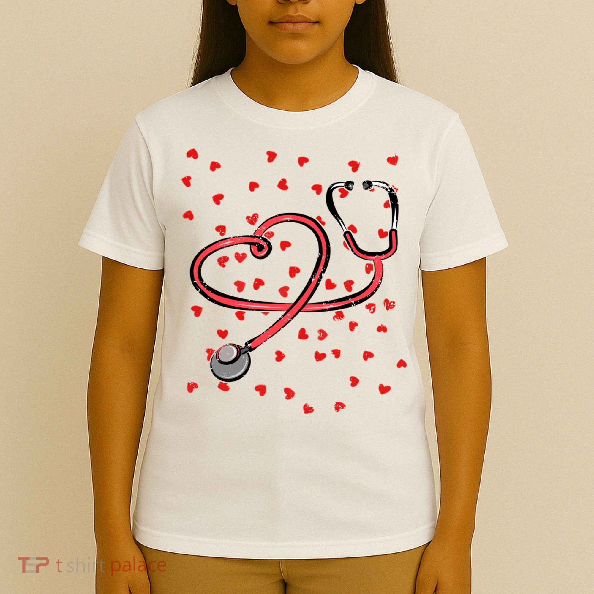 Valentines Day Nurse Stethoscope Hearts T-Shirt