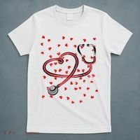 Valentines Day Nurse Stethoscope Hearts T-Shirt thumb 5
