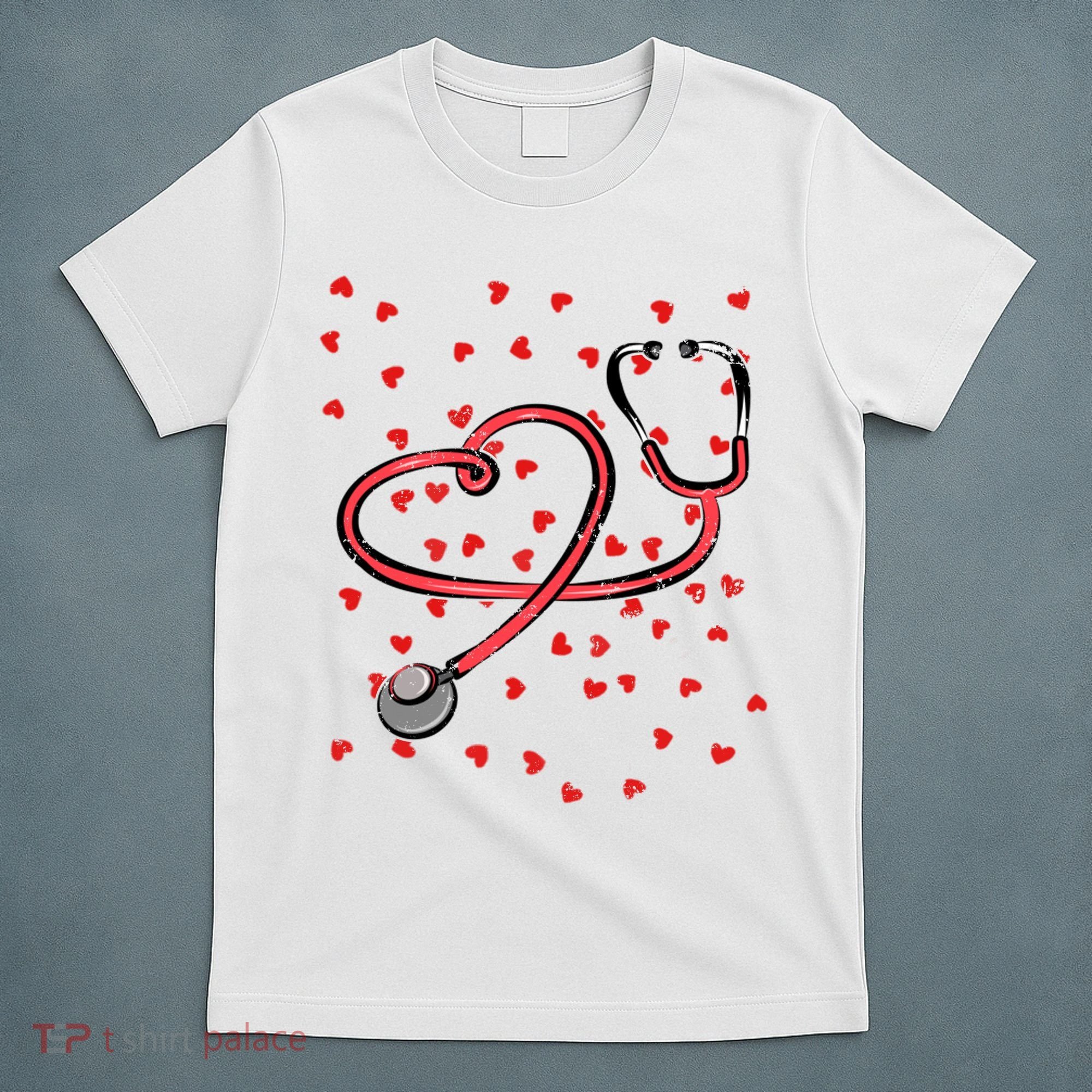Valentines Day Nurse Stethoscope Hearts T-Shirt