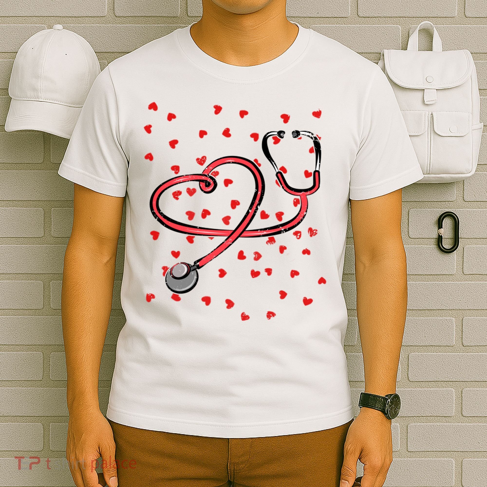 Valentines Day Nurse Stethoscope Hearts T-Shirt