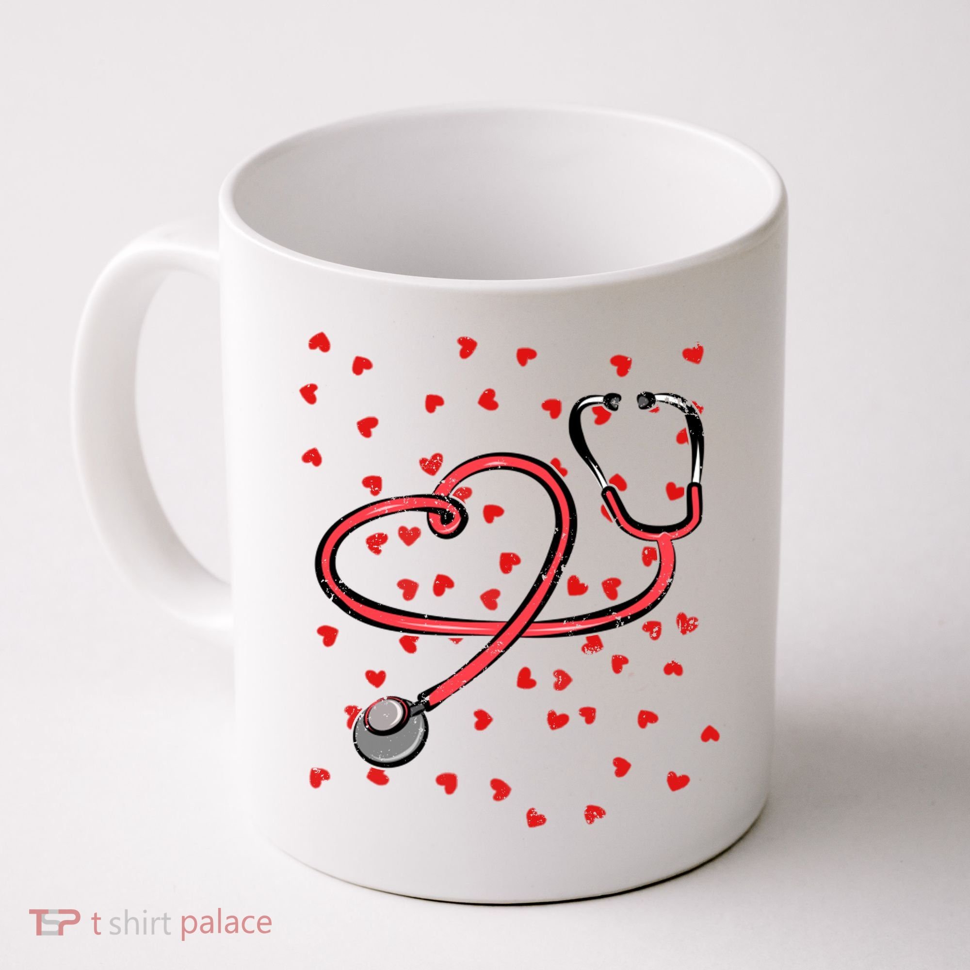 Valentines Day Nurse Stethoscope Hearts Coffee Mug