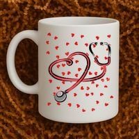 Valentines Day Nurse Stethoscope Hearts Coffee Mug thumb 2