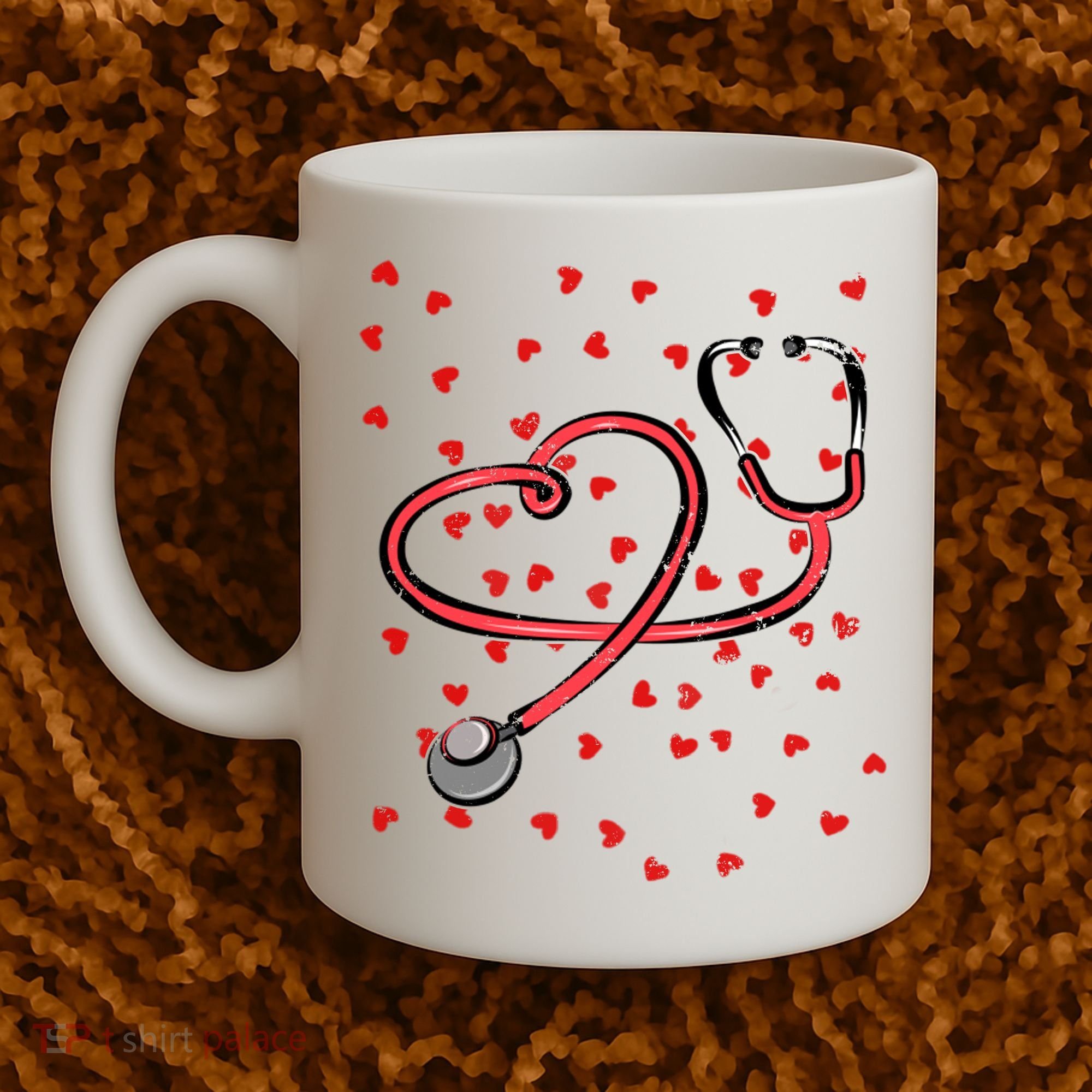 Valentines Day Nurse Stethoscope Hearts Coffee Mug