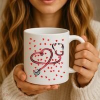 Valentines Day Nurse Stethoscope Hearts Coffee Mug thumb 3