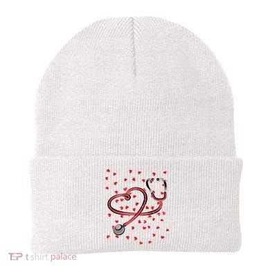 Valentines Day Nurse Stethoscope Hearts Beanie