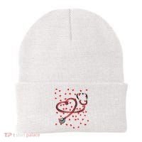 Valentines Day Nurse Stethoscope Hearts Beanie thumb 0