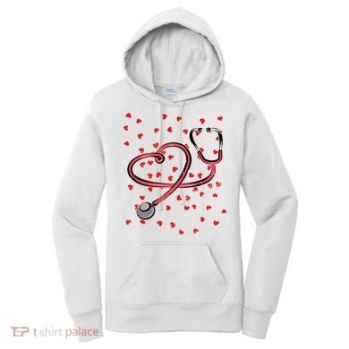 Valentines Day Nurse Stethoscope Hearts Women's Hoodie