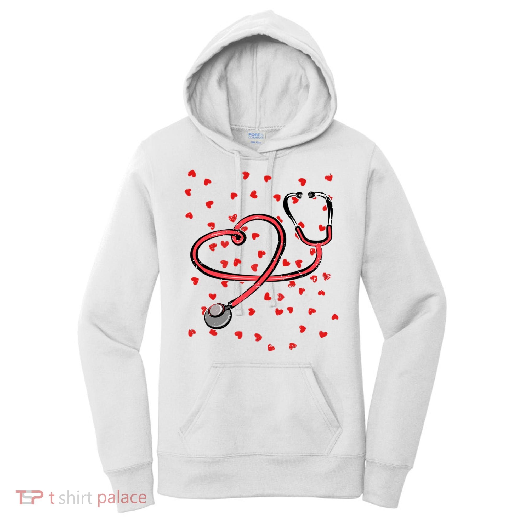 Valentines Day Nurse Stethoscope Hearts Women's Hoodie