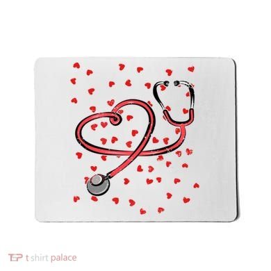 Valentines Day Nurse Stethoscope Hearts Mousepad
