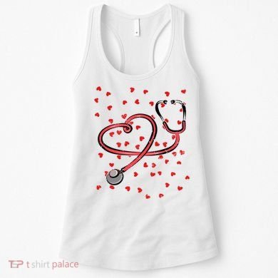 Valentines Day Nurse Stethoscope Hearts Women's Tank Top