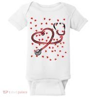 Valentines Day Nurse Stethoscope Hearts Baby Bodysuit thumb 0