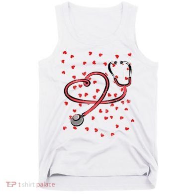 Valentines Day Nurse Stethoscope Hearts Tank Top