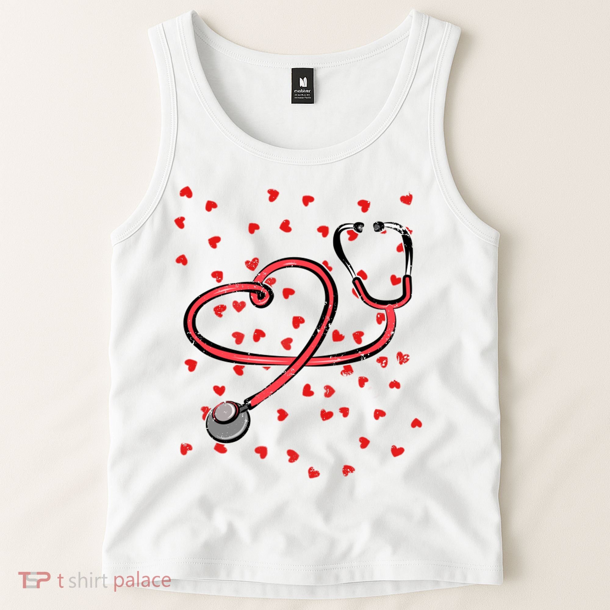 Valentines Day Nurse Stethoscope Hearts Tank Top