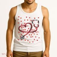 Valentines Day Nurse Stethoscope Hearts Tank Top thumb 3