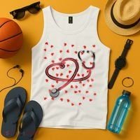Valentines Day Nurse Stethoscope Hearts Tank Top thumb 4