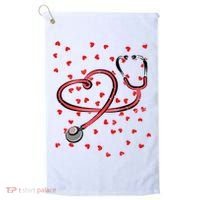 Valentines Day Nurse Stethoscope Hearts Golf Towel thumb 0