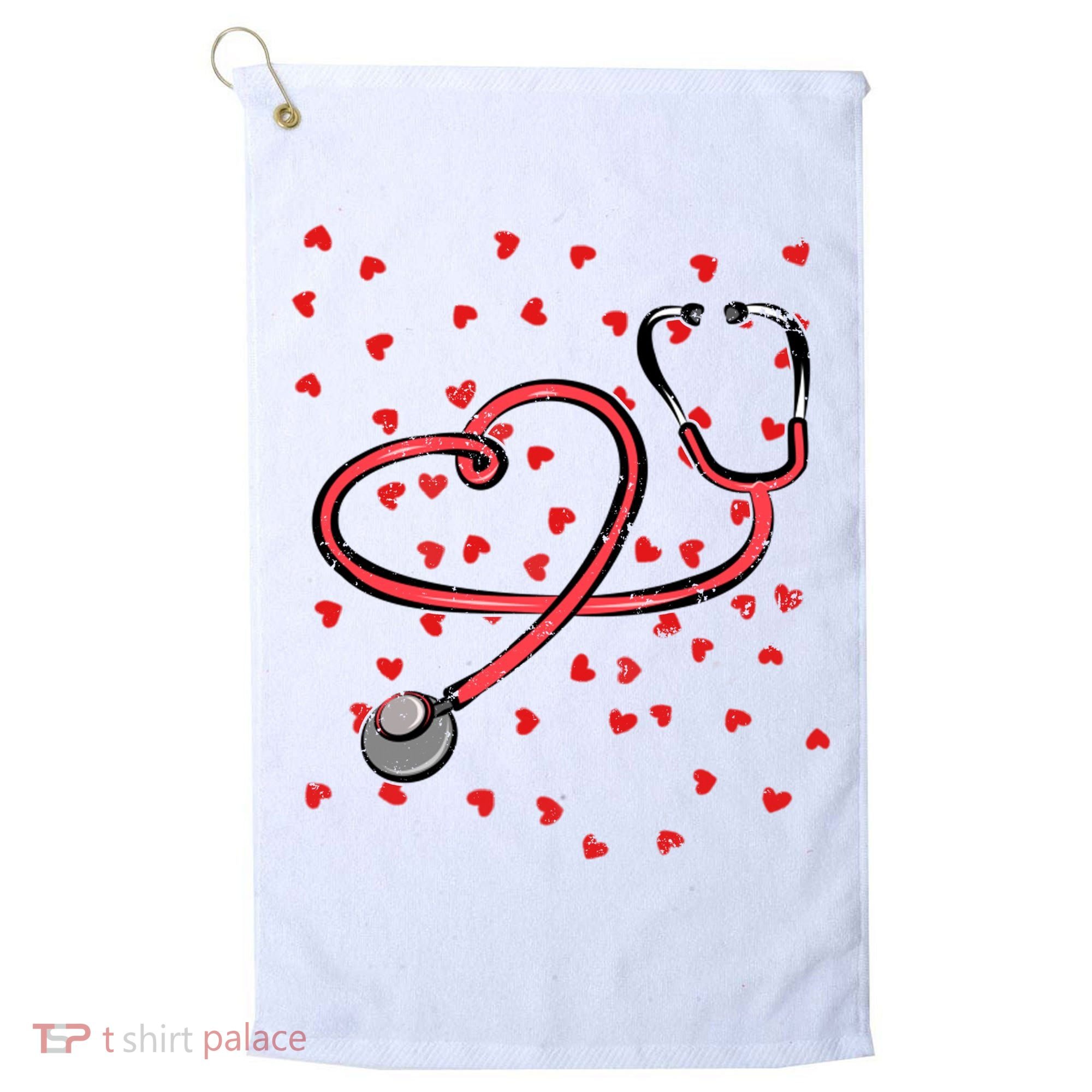 Valentines Day Nurse Stethoscope Hearts Golf Towel
