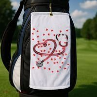 Valentines Day Nurse Stethoscope Hearts Golf Towel thumb 2