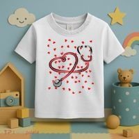 Valentines Day Nurse Stethoscope Hearts Toddler T-Shirt thumb 3