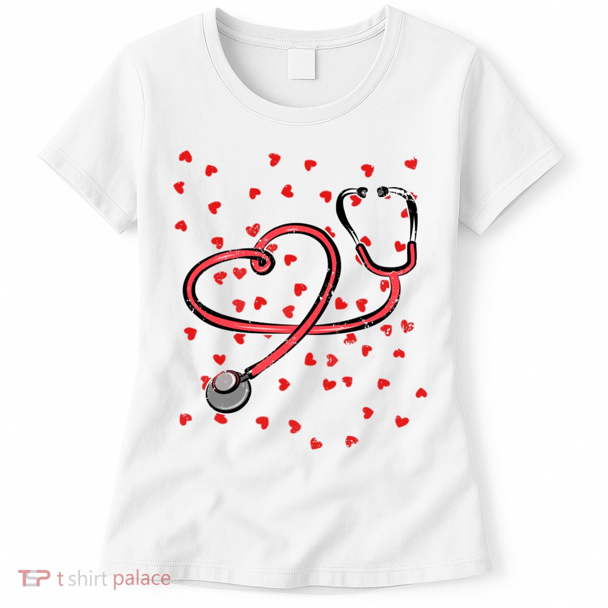 Valentines Day Nurse Stethoscope Hearts Women's T-Shirt