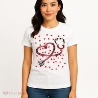 Valentines Day Nurse Stethoscope Hearts Women's T-Shirt thumb 4