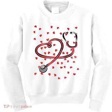 Valentines Day Nurse Stethoscope Hearts Kids Sweatshirt