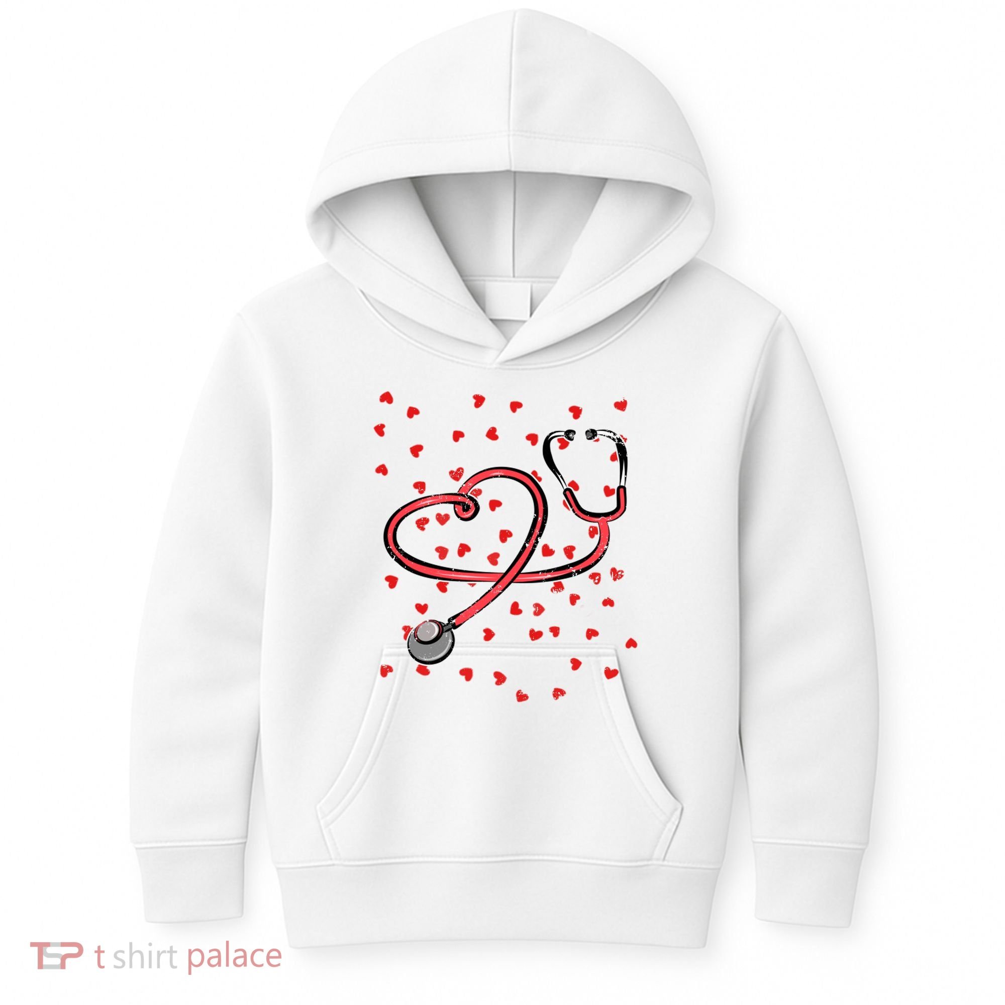 Valentines Day Nurse Stethoscope Hearts Kids Hoodie