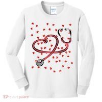 Valentines Day Nurse Stethoscope Hearts Kids Long Sleeve Shirt thumb 0