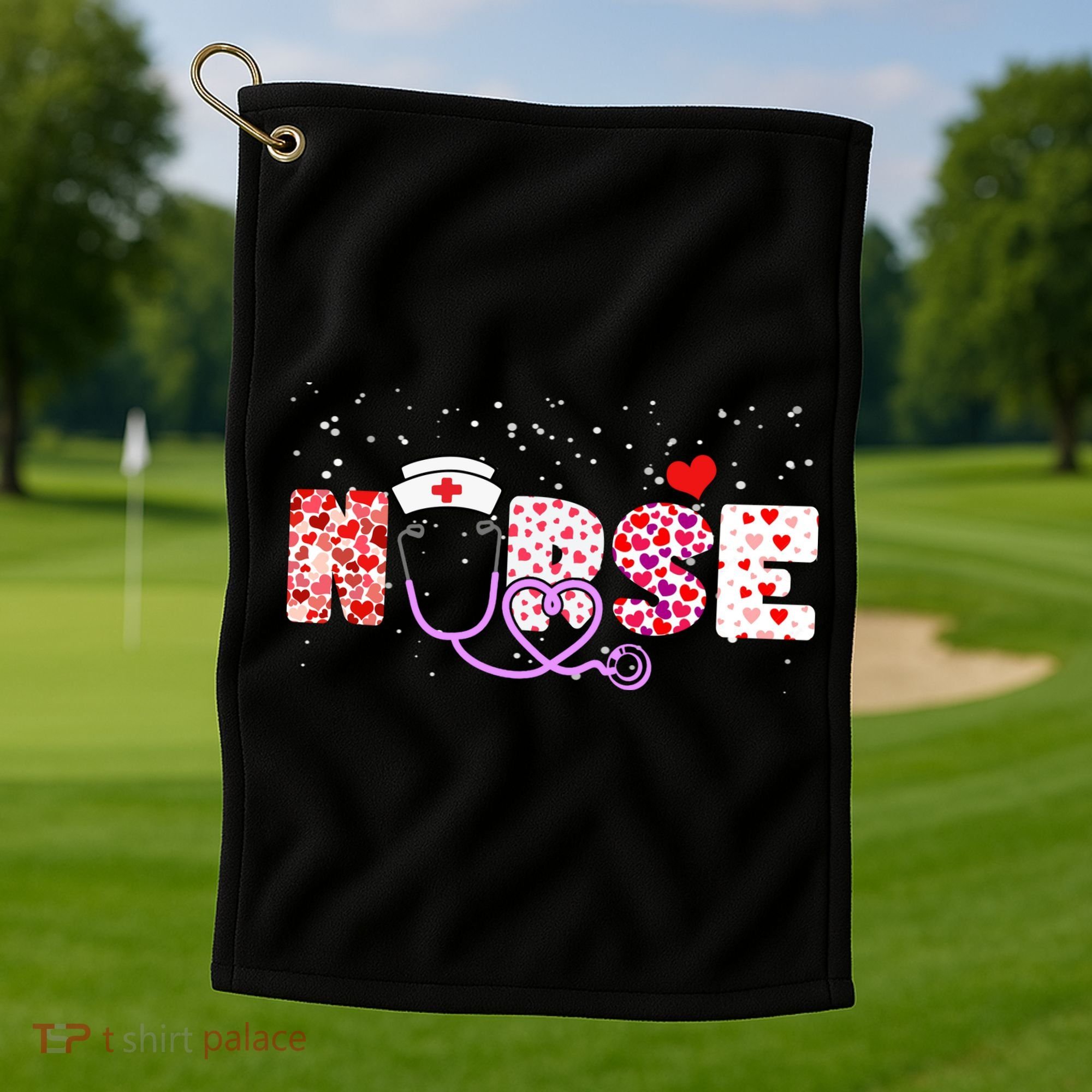 Valentines Day Nurse Logo Golf Towel