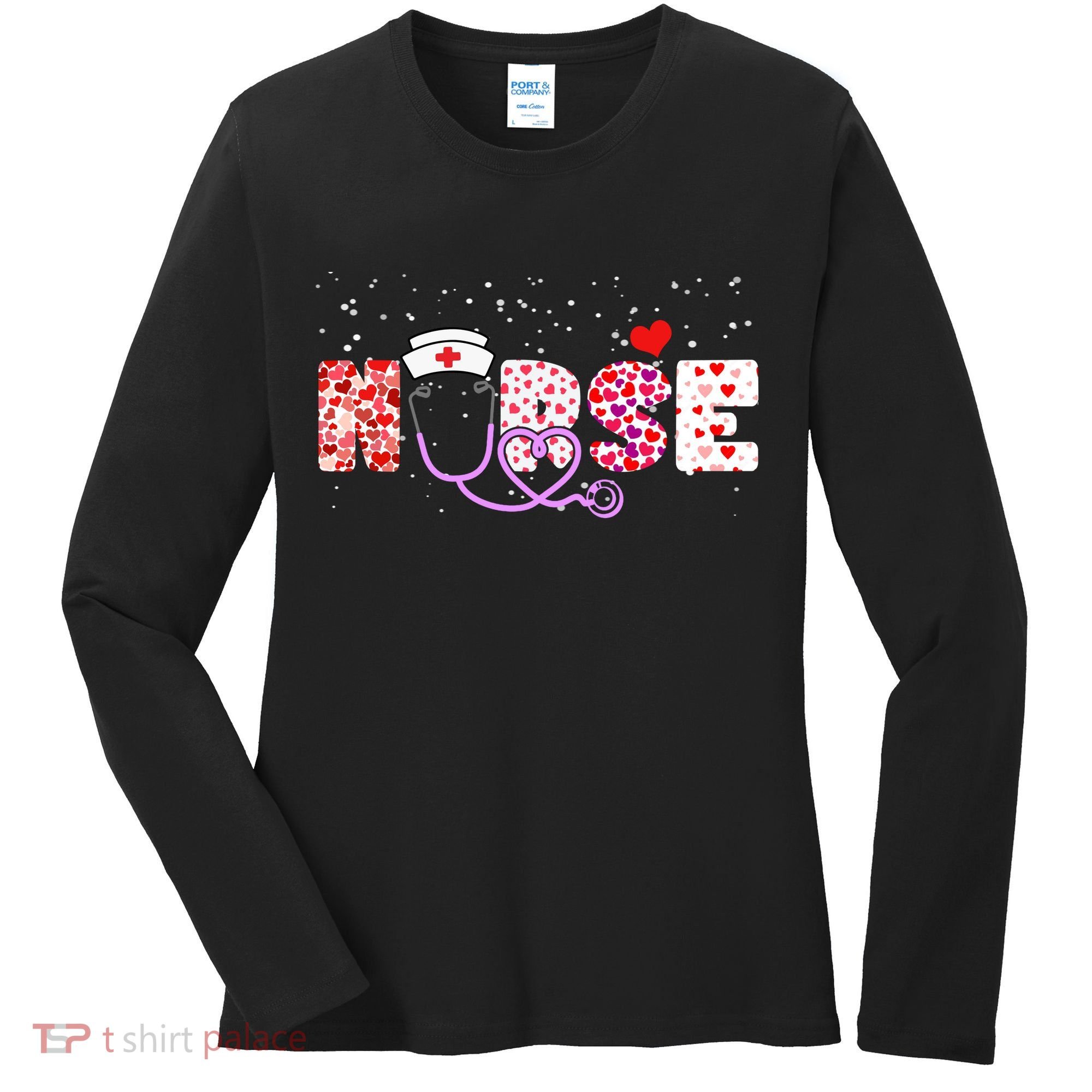 Valentines Day Nurse Logo Women's Long Sleeve Shirt