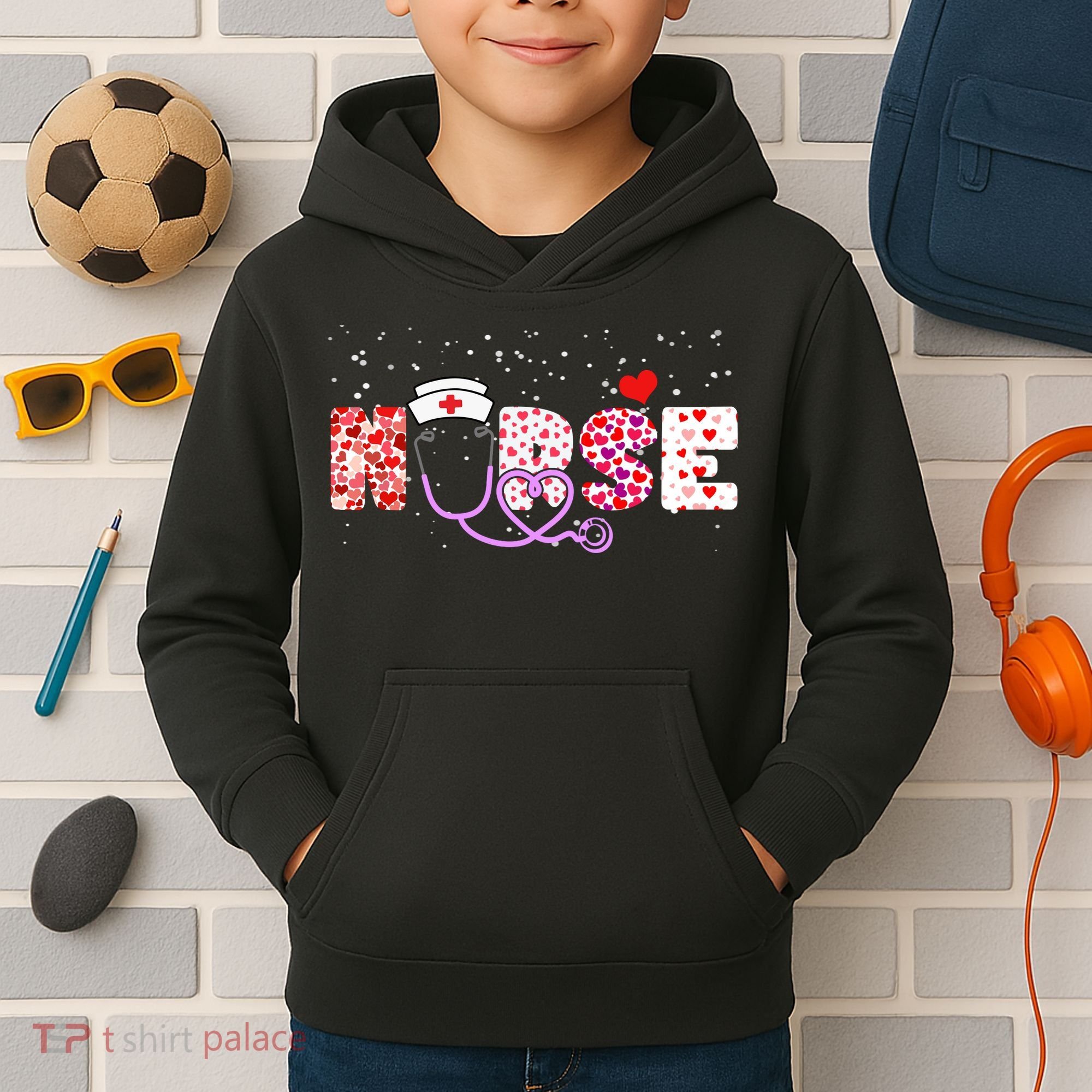 Valentines Day Nurse Logo Kids Hoodie