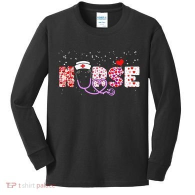 Valentines Day Nurse Logo Kids Long Sleeve Shirt