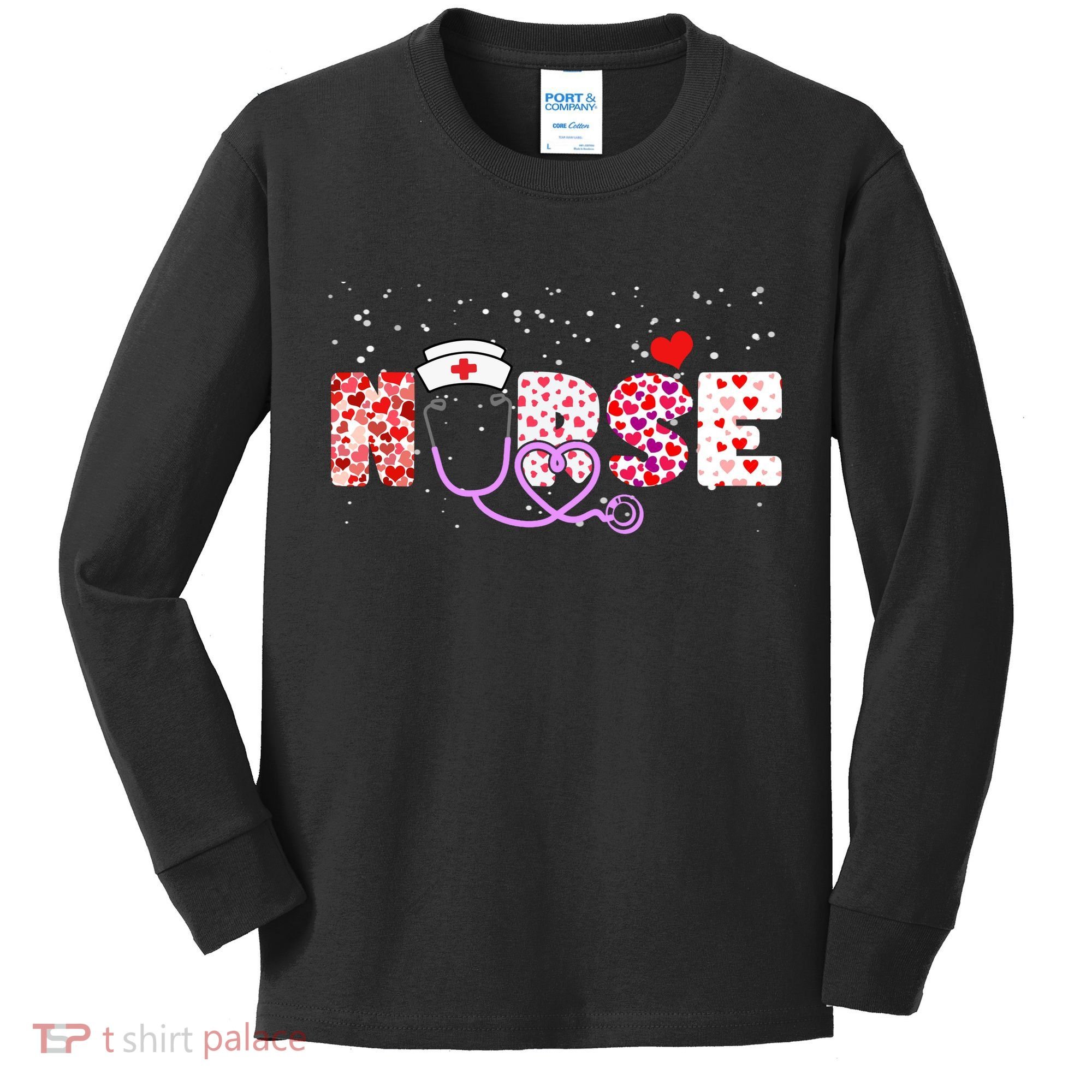 Valentines Day Nurse Logo Kids Long Sleeve Shirt