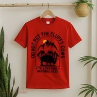 Vintage Do Not Pet The Fluffy Cows Yellowstone National Park T-Shirt thumb 2