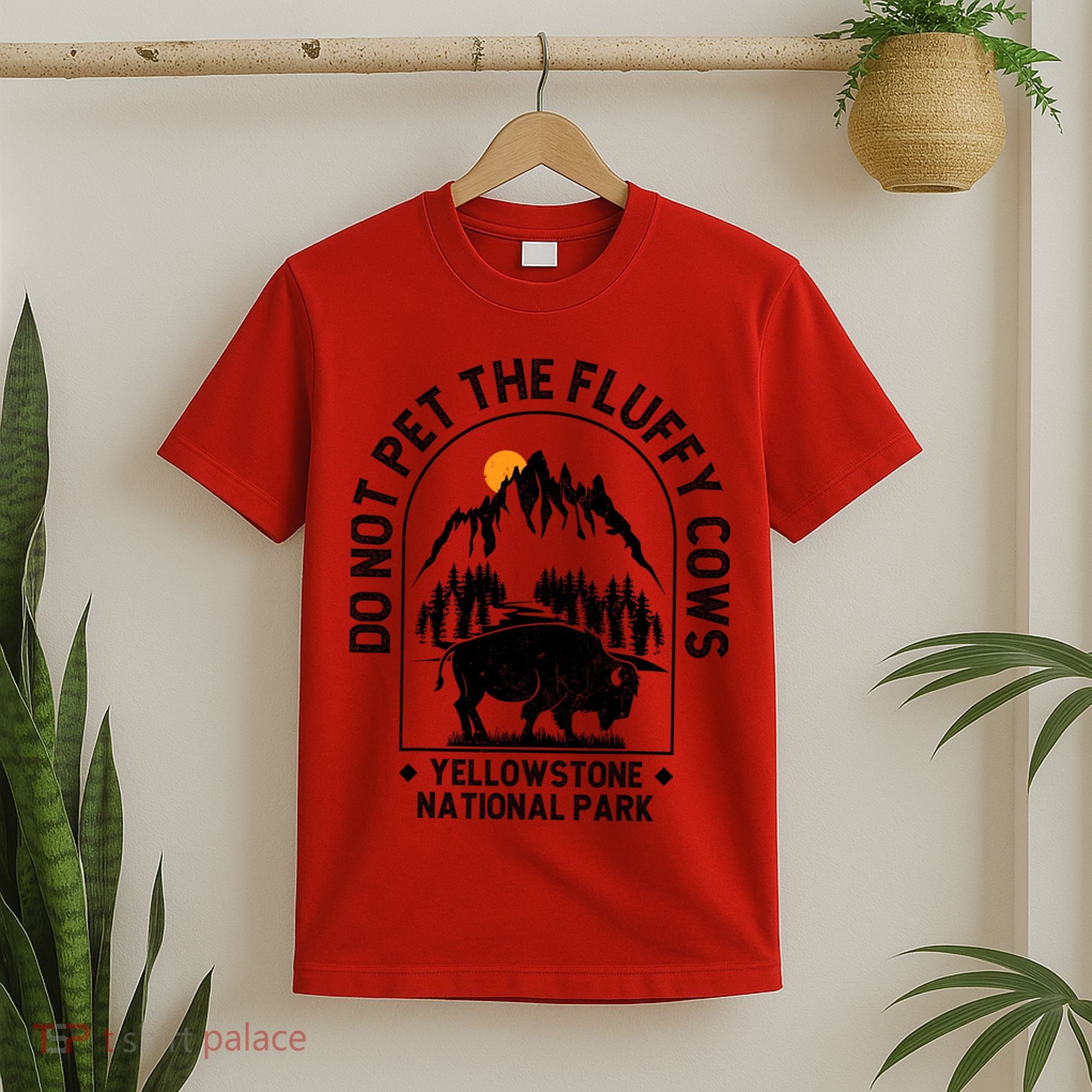 Vintage Do Not Pet The Fluffy Cows Yellowstone National Park T-Shirt