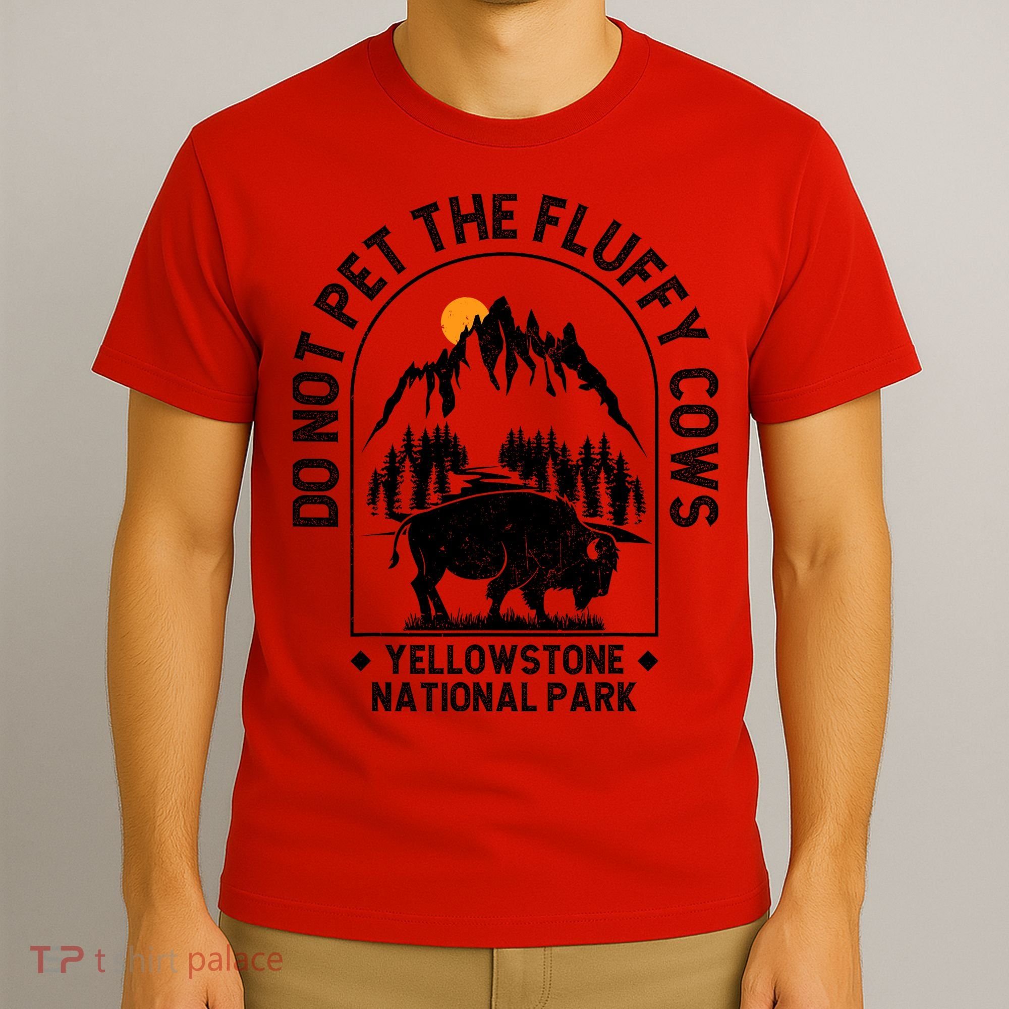 Vintage Do Not Pet The Fluffy Cows Yellowstone National Park T-Shirt