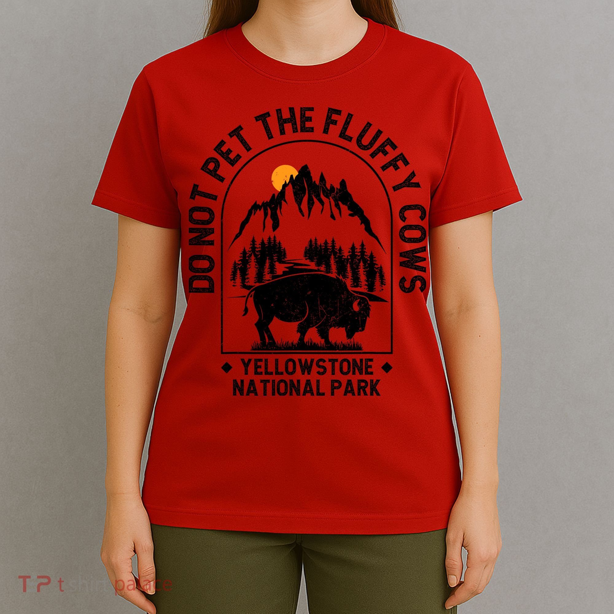 Vintage Do Not Pet The Fluffy Cows Yellowstone National Park T-Shirt