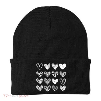 Valentines Day Pattern Hearts Beanie