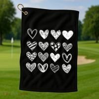 Valentines Day Pattern Hearts Golf Towel thumb 1