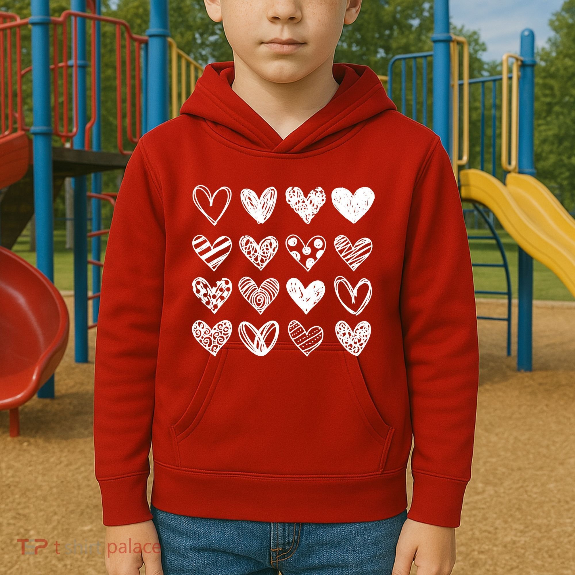 Valentines Day Pattern Hearts Kids Hoodie